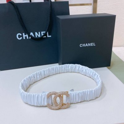 Chanel 24C Cc水钻 黄铜Logo扣 小牛皮 银色金属 与 金色金属 3.0Cm精品 弹力十足 百搭 优雅 码数含扣S=65Cm总长可用75、80、8