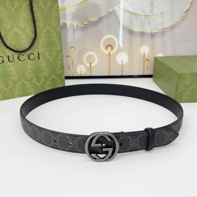 特 Gucci 古驰 3.0Cm 经典进口帆布防水料配牛皮底 搭配官网新款圆线扣 圆弧面铜扣 做工精细