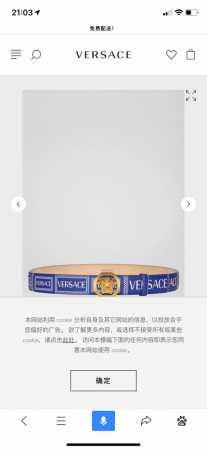 范思哲，宽4.0Cm，原单精品，3D美杜莎腰带扣-Barocco印花-材质，头层牛皮，此款光滑的Saffiano皮革腰带饰有Barocco印花。配有带3D美杜莎 - 点击图像关闭