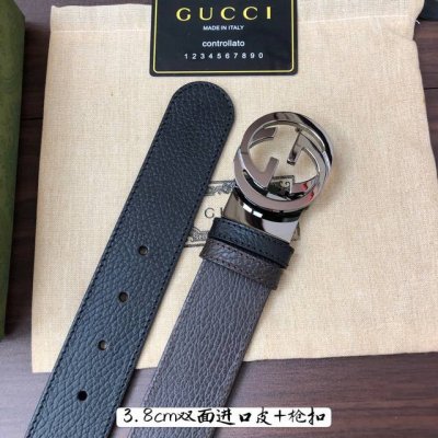 特P170 Gucci 古奇官网经典 正品规格 3.8Cm原版品质头层小牛皮压花 进口头层底 双G抛光旋转亮面扣