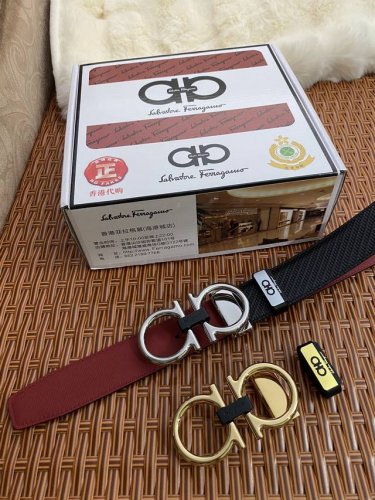 品名：菲拉格幕 原单皮带 材质：原单牛皮腰带 百分百头层牛皮腰带保证真皮，24K纯钢扣，专柜原单品质、做工精细，时尚大牌，送人自用首选 包装： 请认准如图专柜包