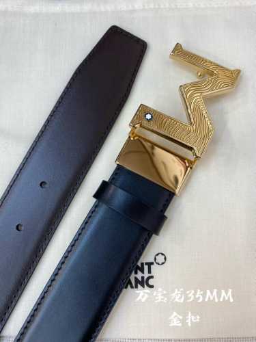 montblanc万宝龙 宽3.5Cm 采用头层牛皮 精品针式扣头 自由裁剪商务休闲皮带