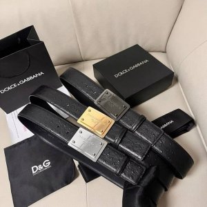 特 Dg，宽4.0Cm Dolce&Gabbana 新款男士鸵鸟纹腰带，搭配全新镀钌 Dg 交叉造型徽标搭扣