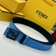 特 Fendl芬迪专柜同款 宽40Mm原版定制天蓝色Ffvertigo图案皮料 搭配Ff按钉钢扣 时尚潮流 经典百搭款