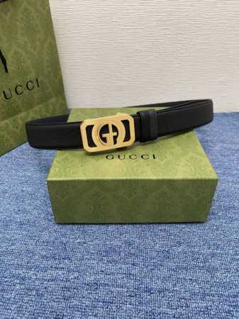 特P190 【古奇】 Gucci新款小牛皮，手感细腻柔软，搭配纯钢自动精品扣，男士必备！宽度：3.5Cm - 点击图像关闭