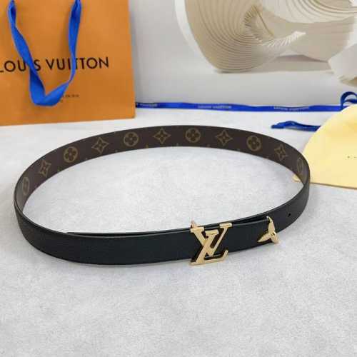 3.0Cm 路易威登Lv腰带，双面头层牛皮皮料，长度：.75.80.85.90.95.100.105.110欧，铜五金扣原版开模定制庆祝]