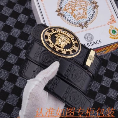 品名：范思哲 原单 材料：百分百头层牛皮腰带，保证真皮皮带，专柜原单品质、做工精细，送人自用首选包装： 请认准如图专柜包装，赠送打孔器，银联发票，宽度3.8Cm