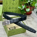 自动扣腰带］Guccl宽3.5Mm 双面进口头层牛皮制作 搭配经典钢扣 真材实料 时尚经典 做工精致 高端男士皮带 长度可裁剪100 125