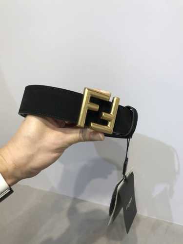 配送专柜包装 打孔针 新款 Fd 宽38 Mm 支持Nfc 芯片扫描，标志造型皮带，原版F拉丝金色铆钉扣，进口原版绒面配小牛皮制成，手感柔软，镀金表面金属制品，