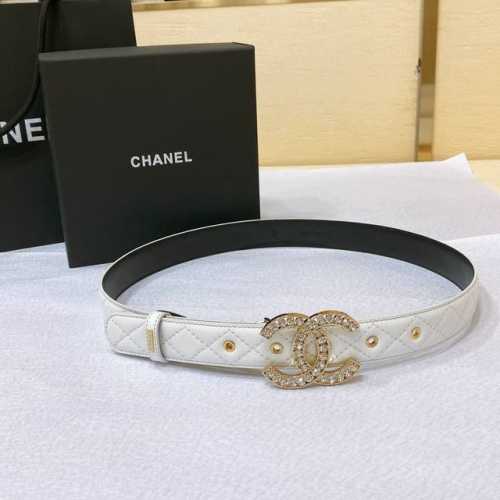 Chanel 23P Cc 水钻 金 与银 小羊皮腰带 3.0Cm精品 精致 典雅