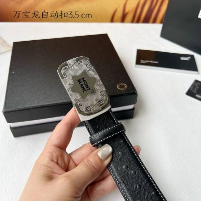 特 品牌： 万宝龙 新款进口小牛皮，手感细腻柔软。搭配纯钢自动精品钢扣，男士必备！宽度：3.5cm