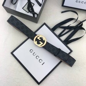 配全套包装盒 Gucci 古奇官网经典款 正品规格 原单品质 专柜pvc提花面料 头层进口变色磨砂底 官网40Mm 双g抛光亮面扣