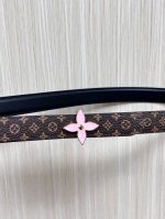 2.0宽帆布印空白花，黑色小牛皮起鼓，一尖一方尾。达配精品四叶粉胶扣头。