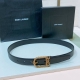 Saint Laurent 23圣罗兰女士腰带皮带 Cassandre仿鹿绒 原厂精密电渡扣头，意大利原厂皮，宽3.0代购级。