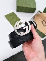特 Gucci 4.0Mm 男款 双面原厂皮料 精品专柜扣头 高端品质 休闲百搭 专柜同款