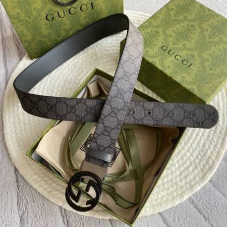 Gucci古奇专柜新款，双面进口原厂牛皮，搭配精品五金旋转扣头，可双面使用，宽度3.8Cm，经典永不过时款，潮流百搭！ - 点击图像关闭