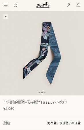 Phms2520 双层双面 5X86Cm斜纹真丝 爱马仕 华丽的缰辔花卉版 - 点击图像关闭