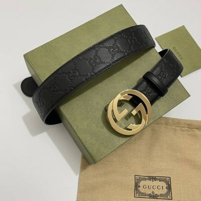 特 Gucci.古驰 全套包装 3.8Cm进口小牛皮压花, 专柜正品1:1完美复刻. 原版牛皮底, 采用热压印技术的Gucci Signature皮革精制而成，