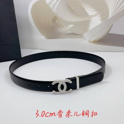 特 3.0Cm 香奈儿腰带，双面头层牛皮皮料，长度：.75.80.85.90.95.100欧，铜五金字母扣原版开模定制庆祝]