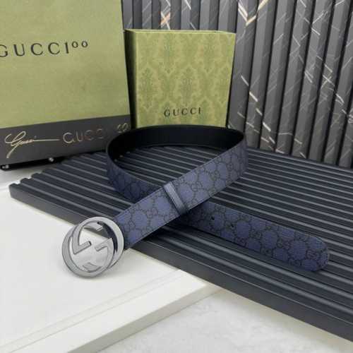 Gucci 专柜新版横标 编码411924 Kgdhk 1476 双面进口原厂防水Pvc材质 比牛皮还耐用 宽度4.0Cm 经典大饼双G带扣