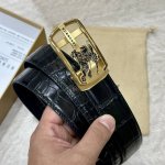 自动扣腰带］巴宝莉 宽3.5Mm 双面进口头层牛皮制作 搭配经典钢扣 真材实料 时尚经典 做工精致 高端男士皮带 长度可裁剪100 125