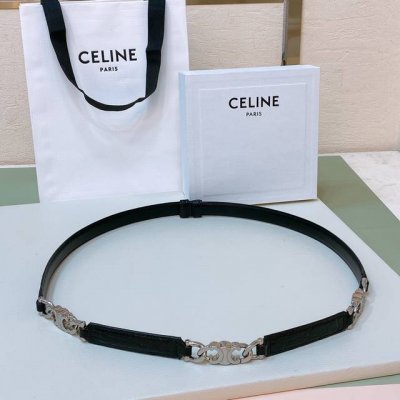 特 Celine购入正品开发、独家首发 Triomphe Gourmette小号Taurillon皮革可调节腰带、配有滑动式皮带 双面进口小牛皮 适用于高腰或中