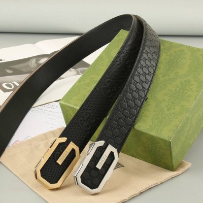 特P190 Gucci 头层牛皮 宽3.8Cm 官网同步，不锈钢金属标识，适合商务低调人士！平滑扣款式