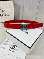 宽度3.0Cm Chanel 香奈儿 女士腰带皮带新款柔软的进口小牛皮金 银色磨胶金属钢扣。