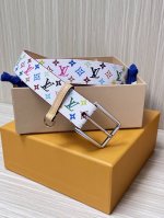 当季新款，3.0Mm白彩，路易威登与日本艺术家村上隆联袂打造L Lv D-Ring 双面腰带，以Monogram Multicolor 帆布展现艺术家对品牌经典