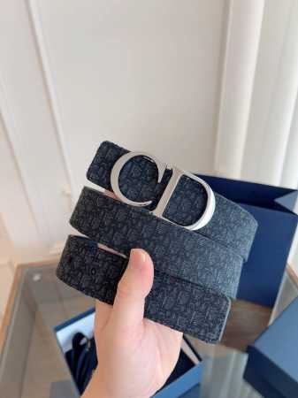 Dior 迪奥 加强版法国原厂皮料，Oblique小黑布 黑色牛皮 品质毋庸置疑 没有更好 只有最好 尺寸3.5厘米 - 点击图像关闭