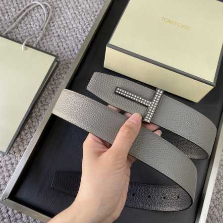Tom Ford 汤姆福特。新品高端双面小牛皮，简约商务男士腰带，不锈钢真空电镀24K金，手工镶钻，4.0Cm宽，双面使用，配原版包装 - 点击图像关闭