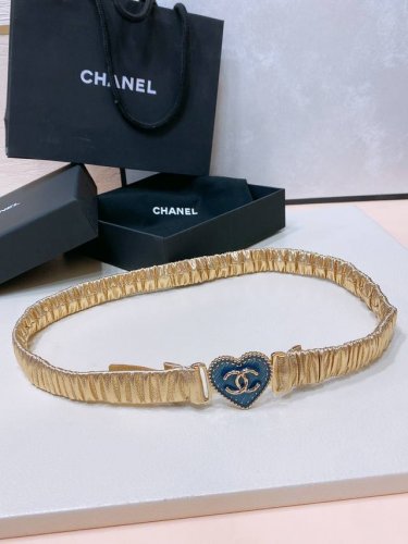 Chanel Cc爱心 牛仔 金 黄铜Logo扣 小牛皮 银色金属 与 金色金属 3.0Cm精品 弹力十足 百搭 优雅 码数含扣S=65Cm总长可用75、80、