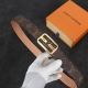 自动扣腰带］Lv 宽3.5Mm 双面进口头层牛皮制作 搭配经典钢扣 真材实料 时尚经典 做工精致 高端男士皮带 长度可裁剪100 125