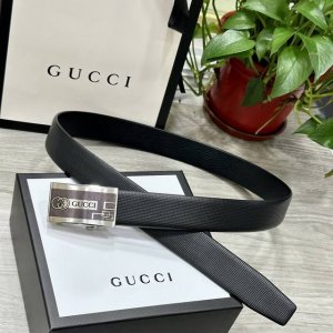 自动扣腰带］Guccl3.5Mm 双面进口头层牛皮制作 搭配经典钢扣 真材实料 时尚经典 做工精致 高端男士皮带 长度可裁剪100 125