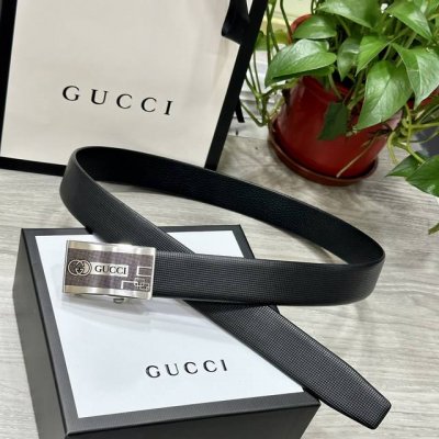 自动扣腰带］Guccl3.5Mm 双面进口头层牛皮制作 搭配经典钢扣 真材实料 时尚经典 做工精致 高端男士皮带 长度可裁剪100 125