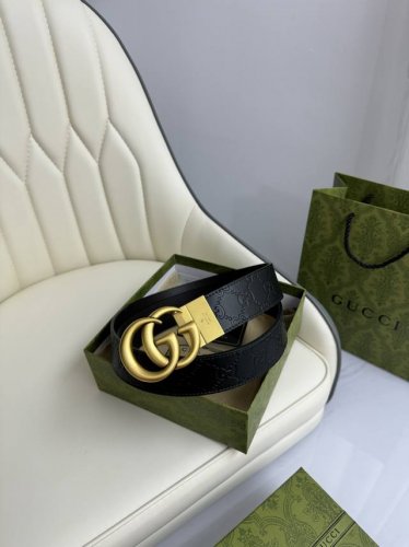 特 Gucci，原厂精密电渡扣头，意大利原厂皮，宽3.7Cm，代购级。
