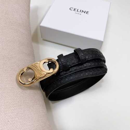 特 Celine 压小花 Triomphe中号Triomphe压印天然牛皮革腰带 2.5Cm 最新款