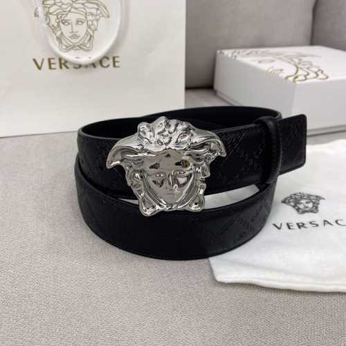Versace 原单腰带，进口原版头层牛皮，搭配经典美人头真空电镀五金，宽度3.8Cm 配全套包装礼盒