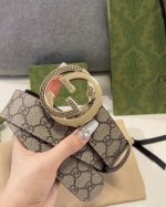特 Gucci皮带 4.0印花进口防水面料，内衬原版猪皮纹底。配以经典互扣式花纹gg铜金属扣头，原单品质，专柜同款