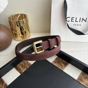 Celine 新款精品针扣女士腰带 意大利进口小牛皮 树膏夹层搭配复古鎏银铜扣 宽度2.5Cm