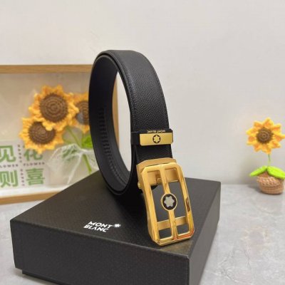 品名：万宝龙 Montblanc 自动带 材质：原单牛皮腰带 百分百头层牛皮腰带保证真皮，24K纯钢扣，专柜原单品质、做工精细，时尚大牌，送人自用首选 包装：