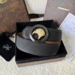 -Stefano Ricci 原單品質 精品經典原版飞鹰鋼扣 底桥雕刻Logo鳄鱼纹牛皮進口底皮-寬度38毫米 枪配金