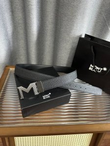 特 Montblanc 万宝龙男士皮带 宽度 3.5Cm宽 意大利进口小牛皮配以精品抛光五金扣 腰带细节完美 长度可自行裁剪