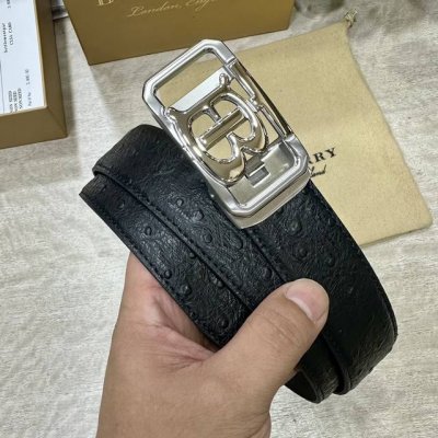 自动扣腰带］巴宝莉 宽3.5Mm 双面进口头层牛皮制作 搭配经典钢扣 真材实料 时尚经典 做工精致 高端男士皮带 长度可裁剪100 125