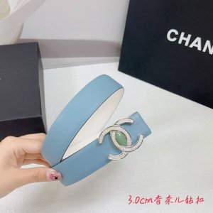 3.0Cm香奈儿腰带，头层牛皮双面配色可用，长度：.75.80.85.90.95.100欧，精品玉石钻钢扣原版开模定制庆祝]