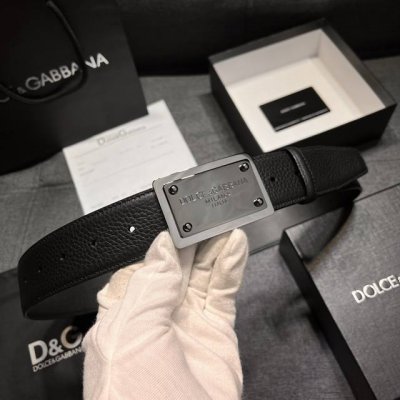 Dg 宽4.0Cm Dolce&Gabbana 新款 进口荔枝纹牛皮 Lux 鞍皮腰带，雅致配饰，搭配双电镀标牌