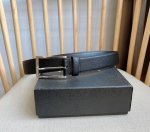 Prada 普拉达 双面头层牛皮 男士简约商务休闲针扣 宽3.5Cm 顶级做工 品质保证 手感极佳 原单品质
