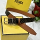 特 Fendi芬迪专柜同款 宽35Mm 双环正反用腰带 Ff按钉搭扣 棕色Cuoio Romano皮革材质 反面面料带有烟草黄和棕色Ff图案 针扣金属饰面 时尚