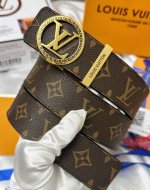 皮带 Lv.路易威登顶级复刻- 腰带 原单品质百分百进口头层牛皮 保证真皮 雕花镂空.圆形Logo标志工艺.真空电镀.永不掉色.24K纯钢扣头层老花 黑格 棕格
