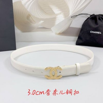 特 3.0Cm 香奈儿腰带，双面头层牛皮皮料，长度：.75.80.85.90.95.100欧，铜五金字母扣原版开模定制庆祝]
